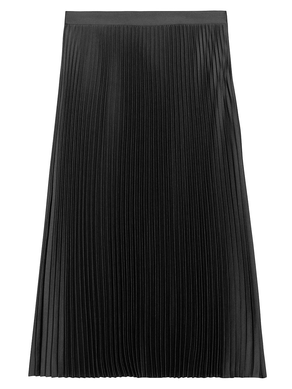 Womens Satin Slim-Fit Pleated Midi-Skirt Product Image