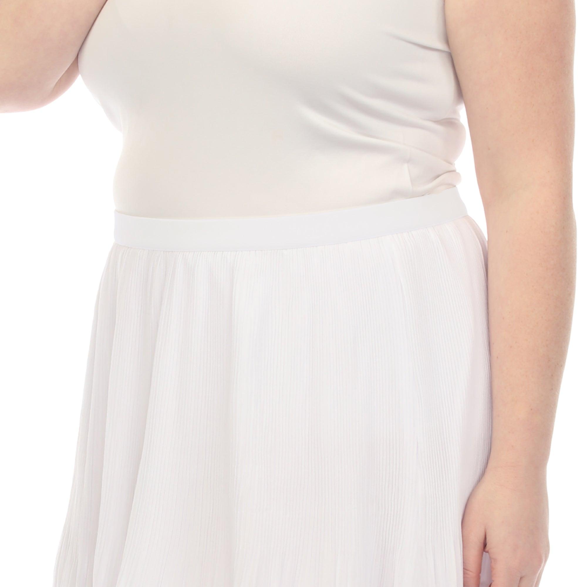Plus Size Pleated Chiffon Midi Skirt Product Image