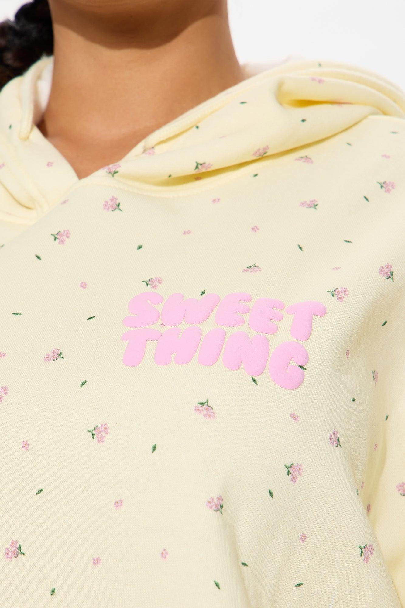 Happy Life  Ditsy Floral Sweatshort Set - Cream/combo Female Product Image