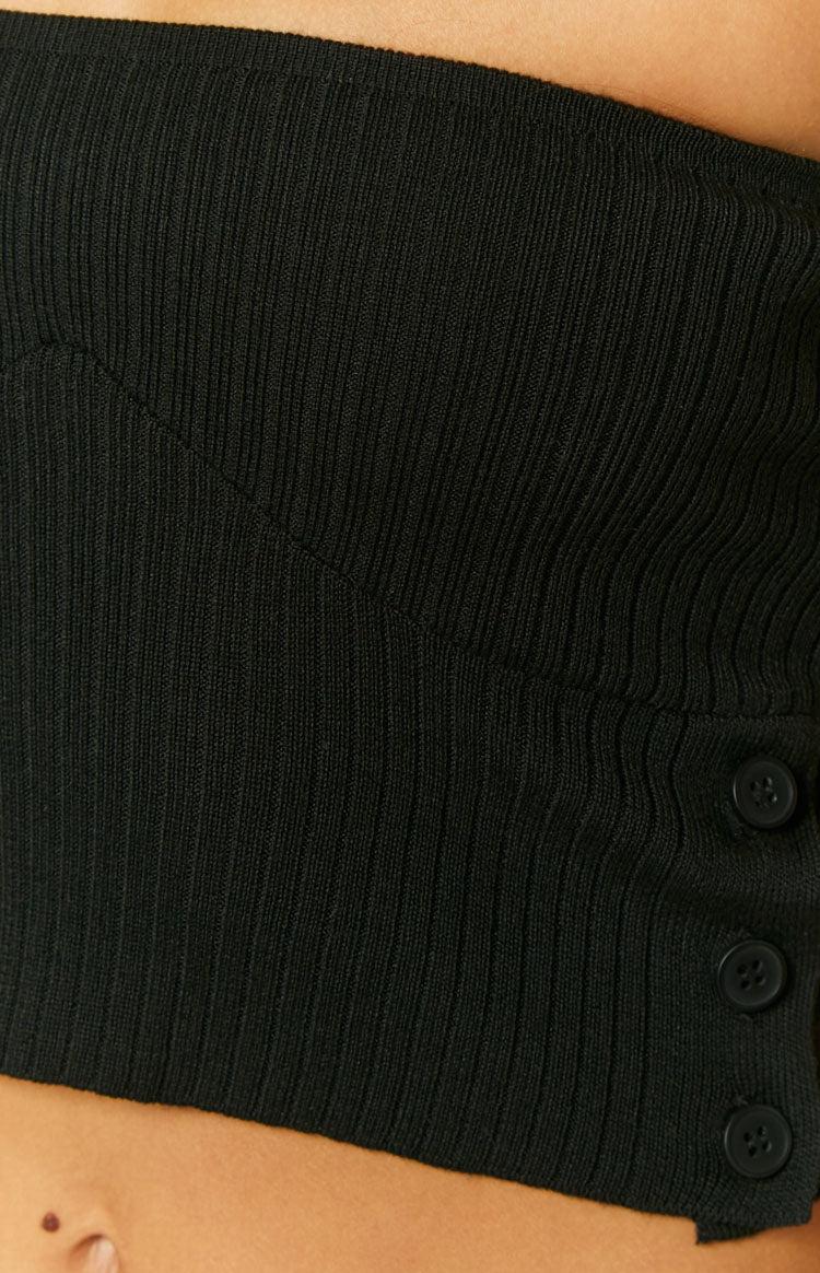 Edison Black Knit Tube Crop Top Product Image