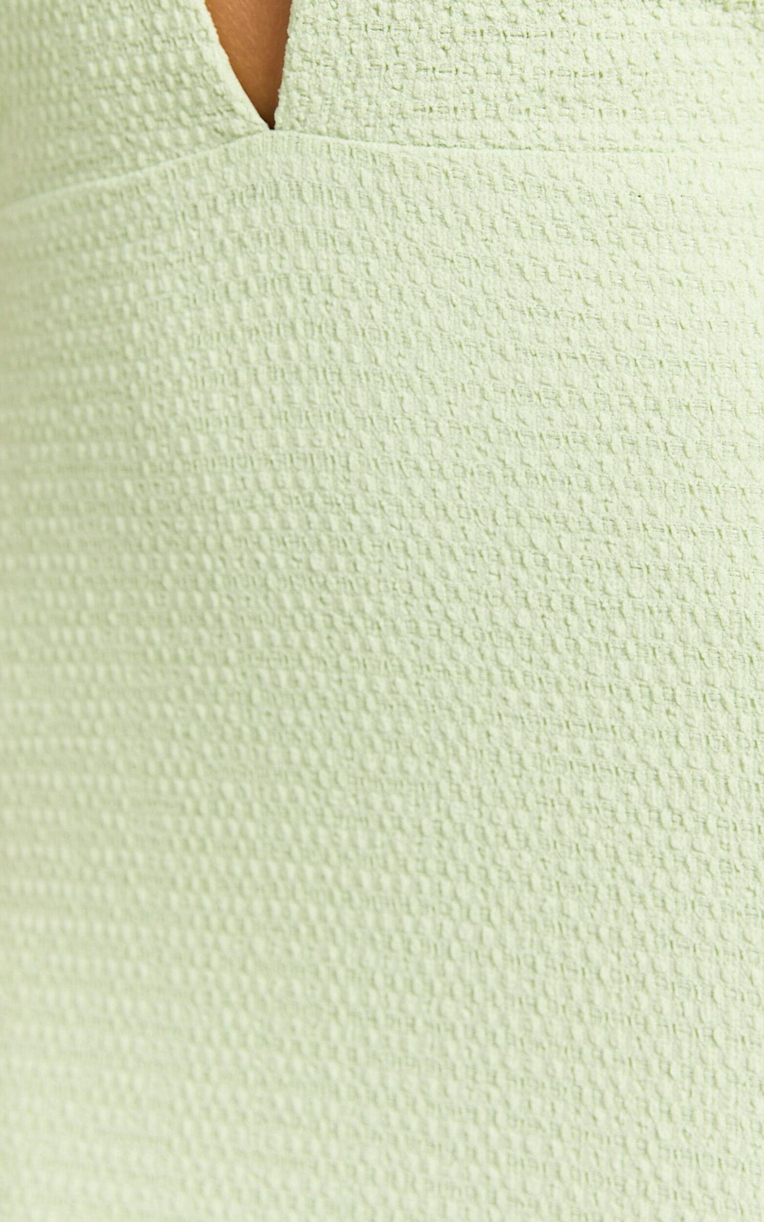 Ada Maxi Dress - Halter Plunge Textured Jersey Open Back Dress in Green Product Image