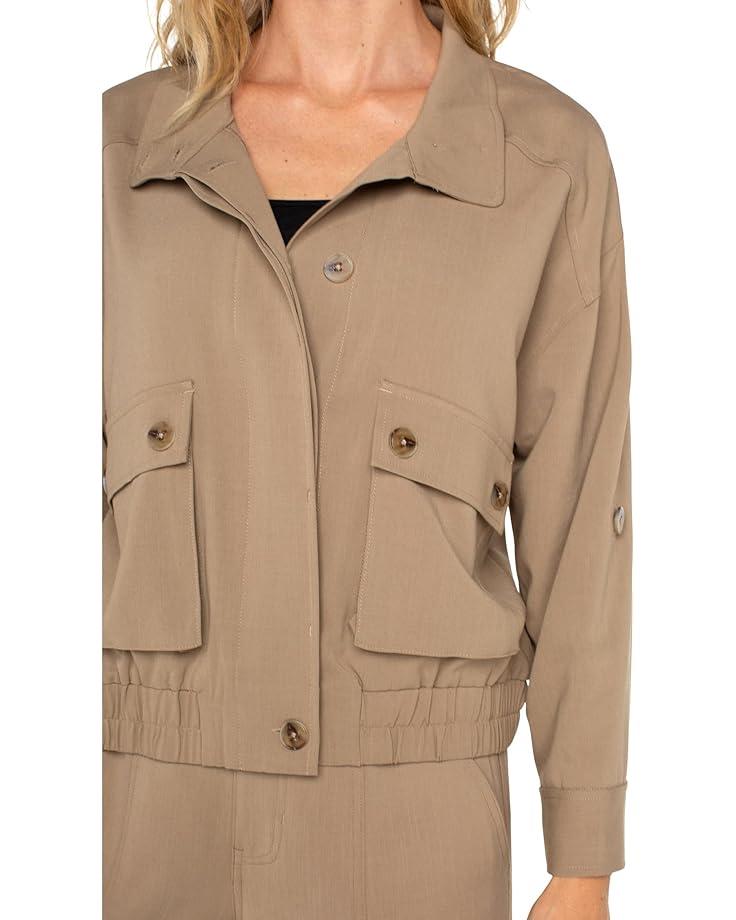 Zip Up Dolman Sleeve Matte Sateen Jacket Product Image
