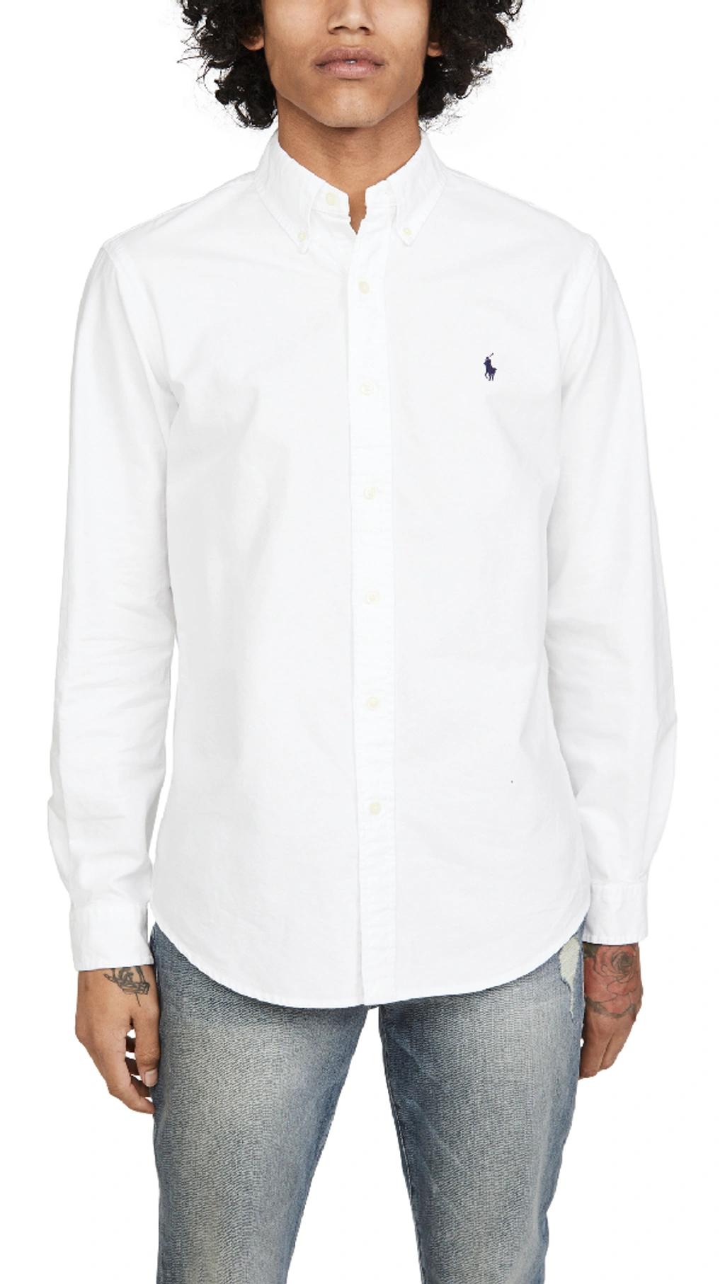 POLO RALPH LAUREN Long-sleeved Button-down Shirt With Tailored Fit In White Product Image