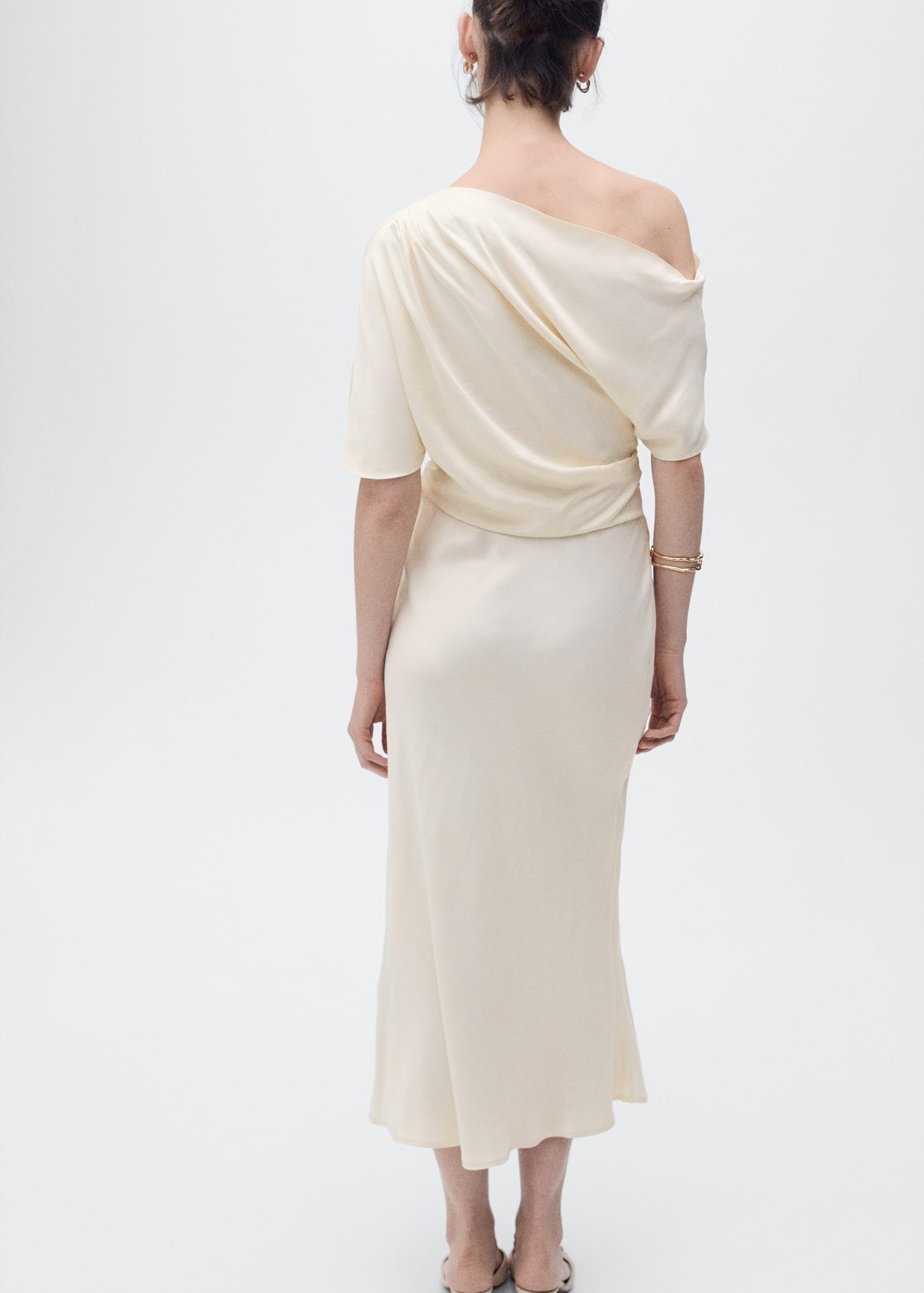 Draped asymmetrical midi-dress - Women | MANGO USA Product Image