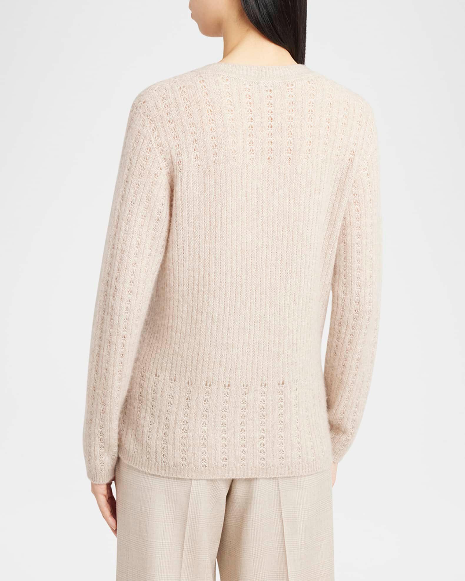 Openwork Cashmere Knit V-Neck Sweater Product Image