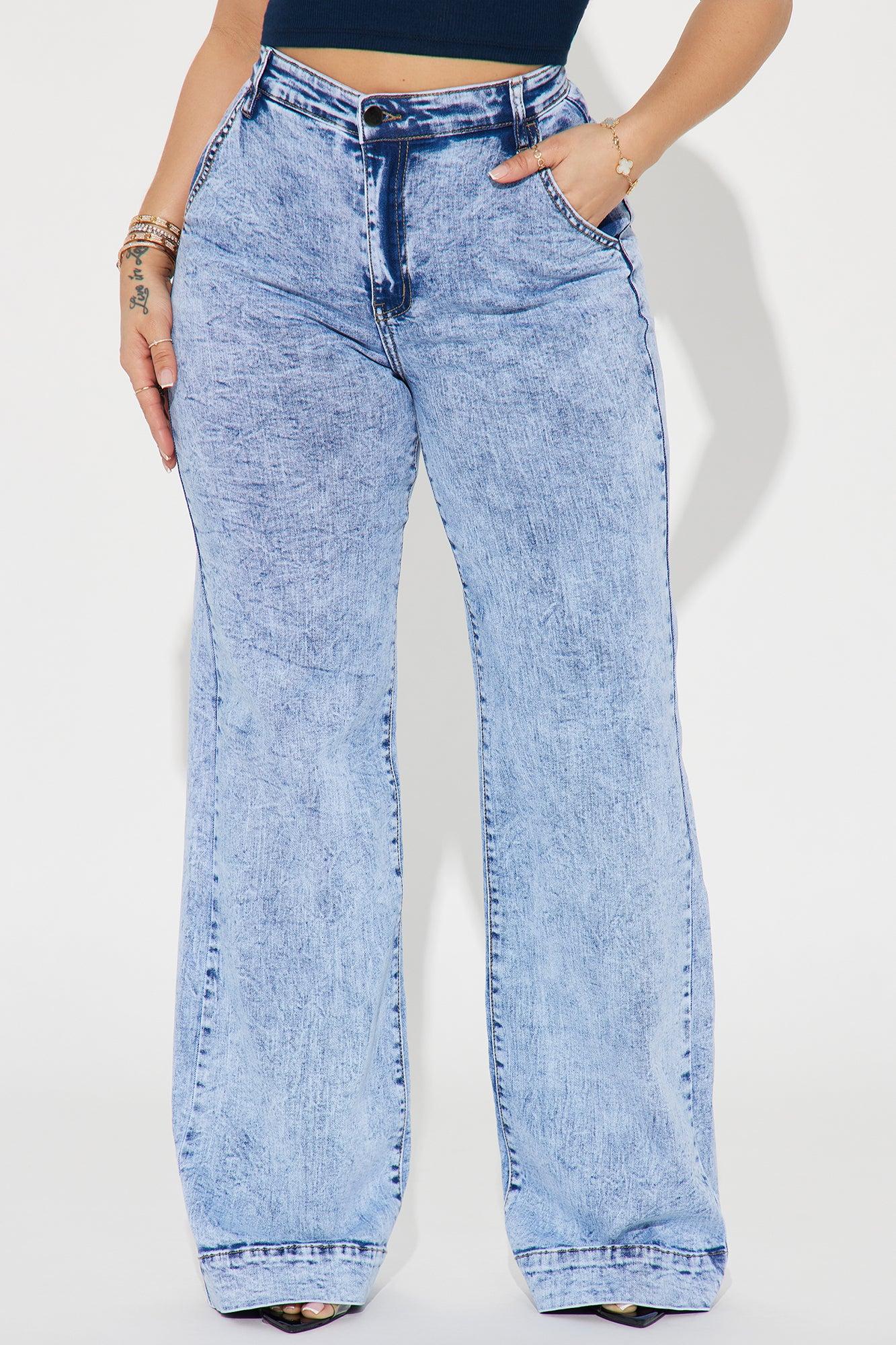 Margot Stretch Trouser Jeans - Acid Wash Blue Product Image