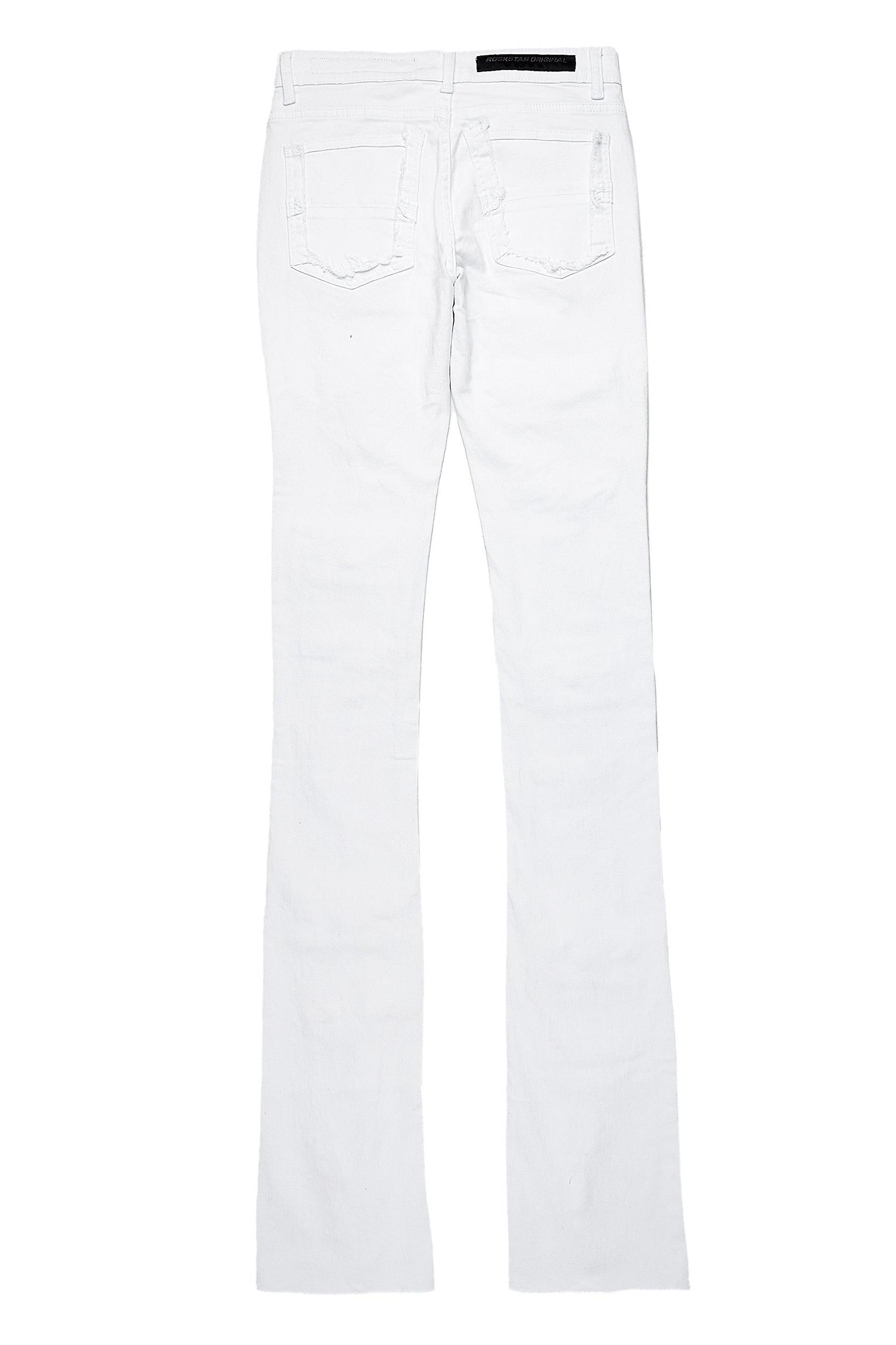 Pooja White Super Stacked Flare Jean Male Product Image