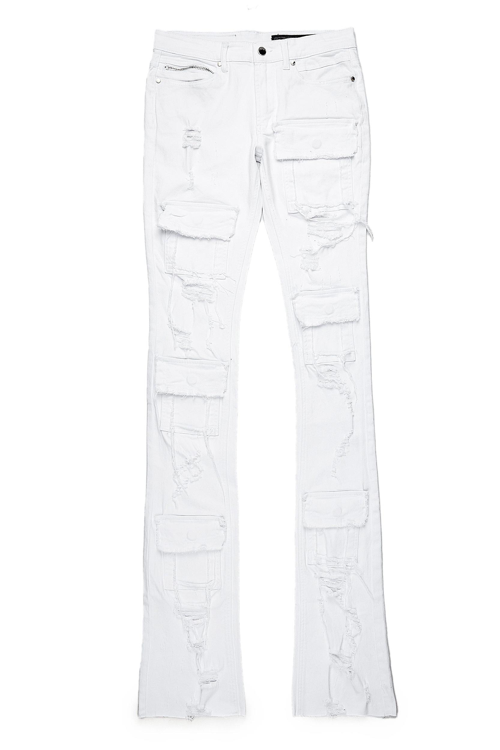 Pooja White Super Stacked Flare Jean Male Product Image