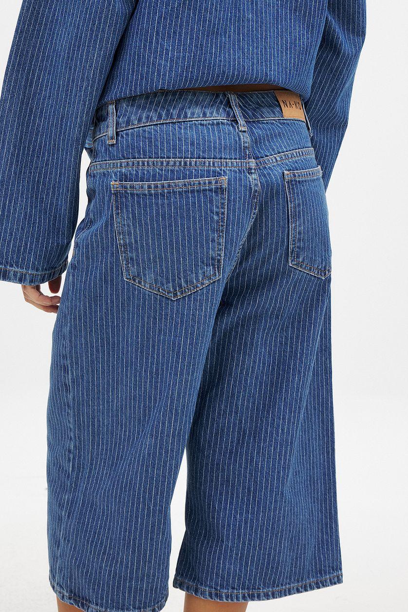 Pinstriped Denim Shorts Product Image