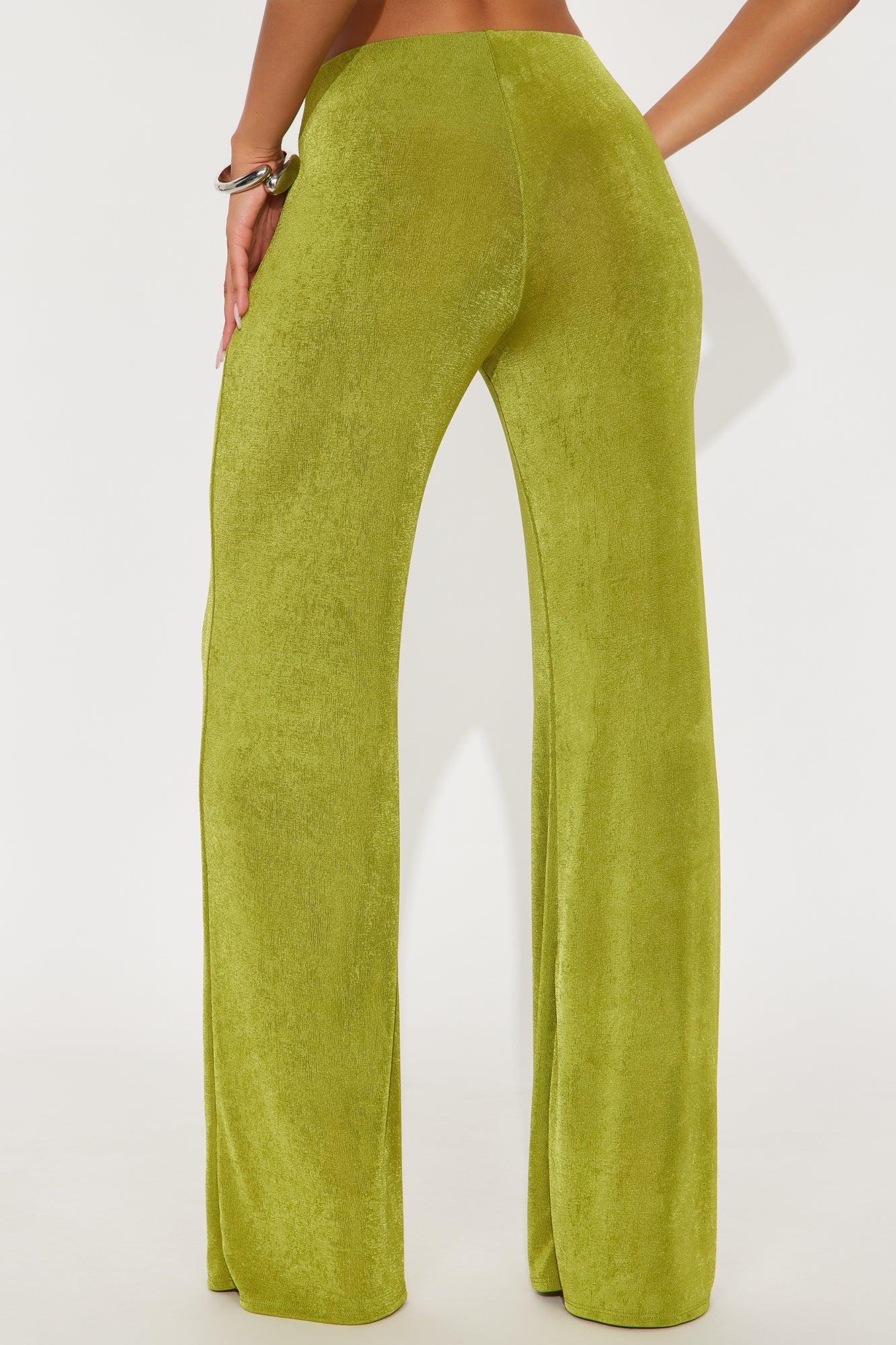 Not Your Average Slinky Wide Leg Pant 32″ - Chartreuse Female Product Image