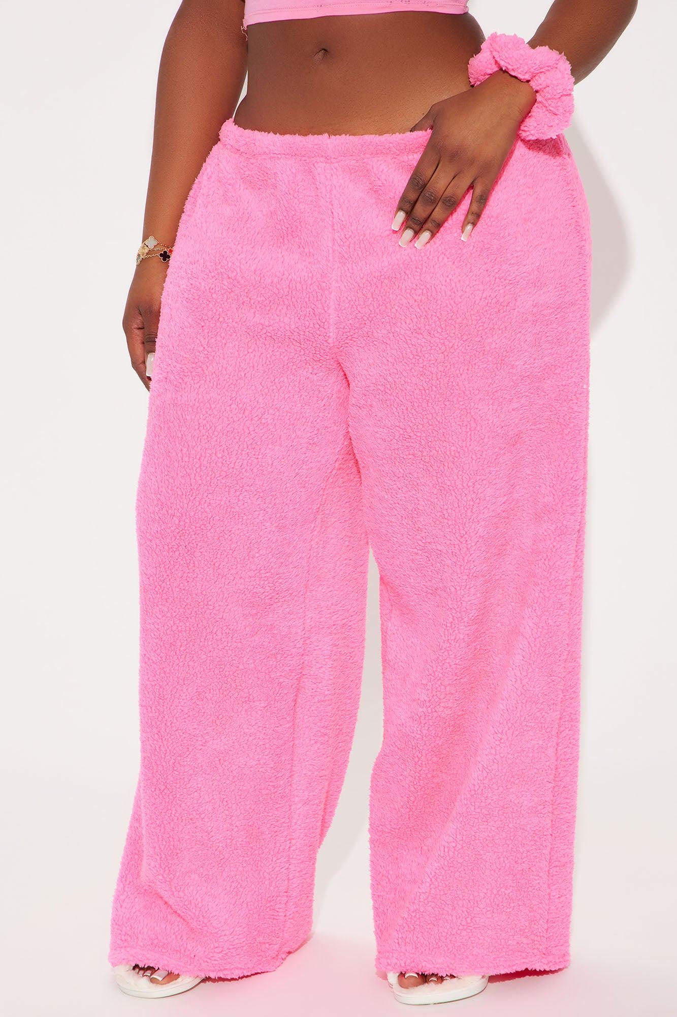 Snuggle Vibes Sherpa PJ Pants - Hot Pink Product Image