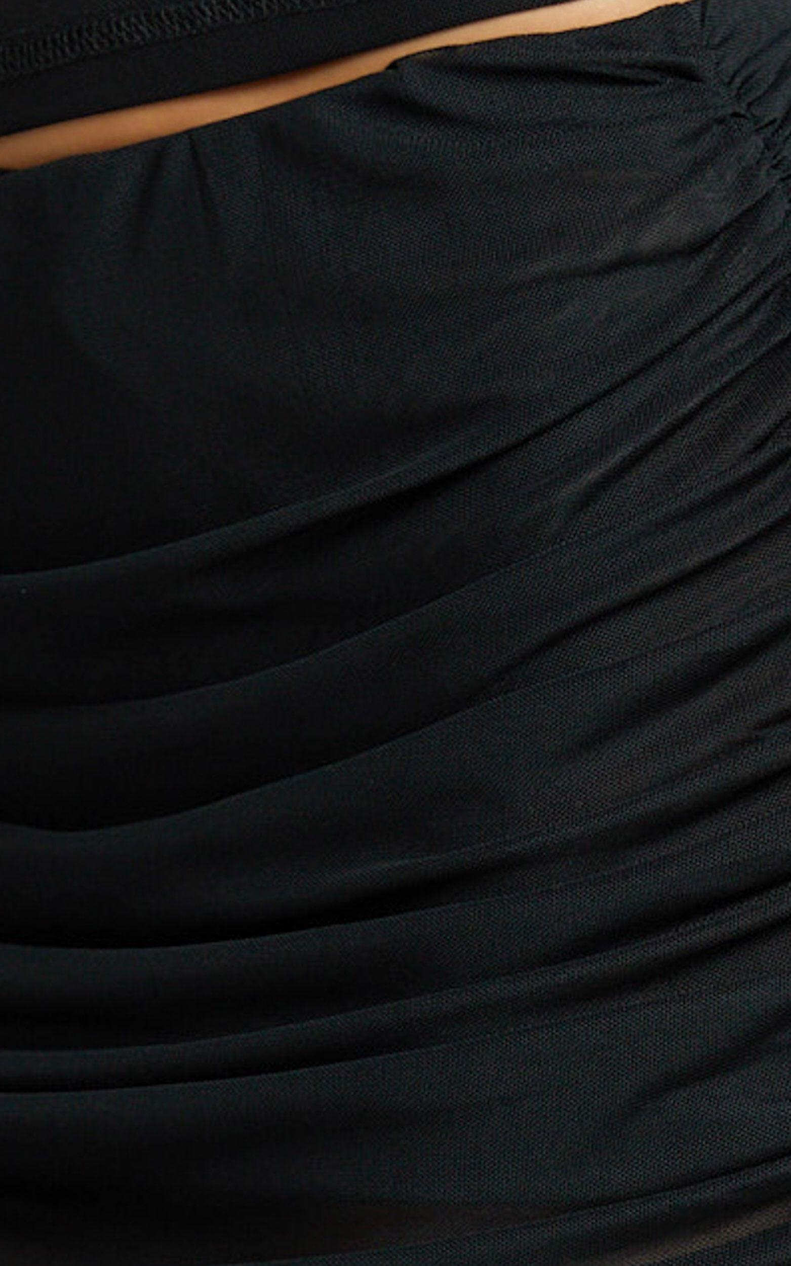 Roza Maxi Skirt - Mid Waist Sheer Mesh Skirt in Black Product Image