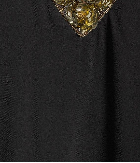 Trina Turk Masquerade Georgette Embellished V-Neck Sleeveless Cape Dress Product Image