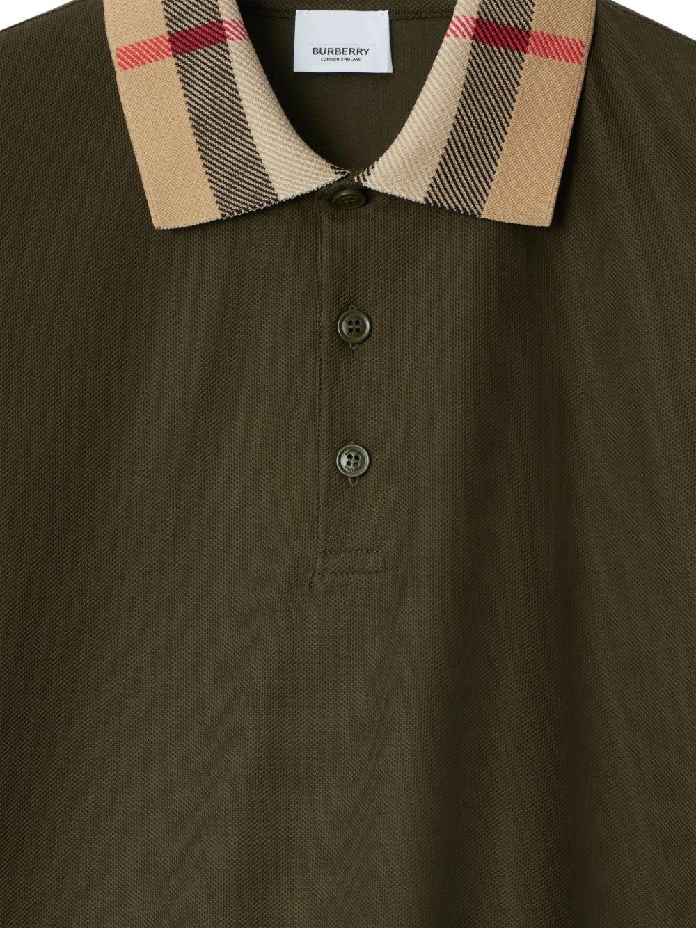 checkered-collar cotton polo shirt Product Image