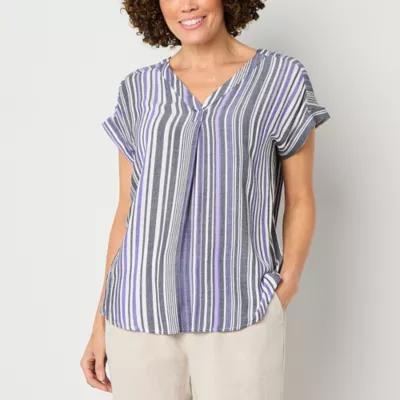 Liz Claiborne Womens V Neck Short Sleeve Blouse Product Image