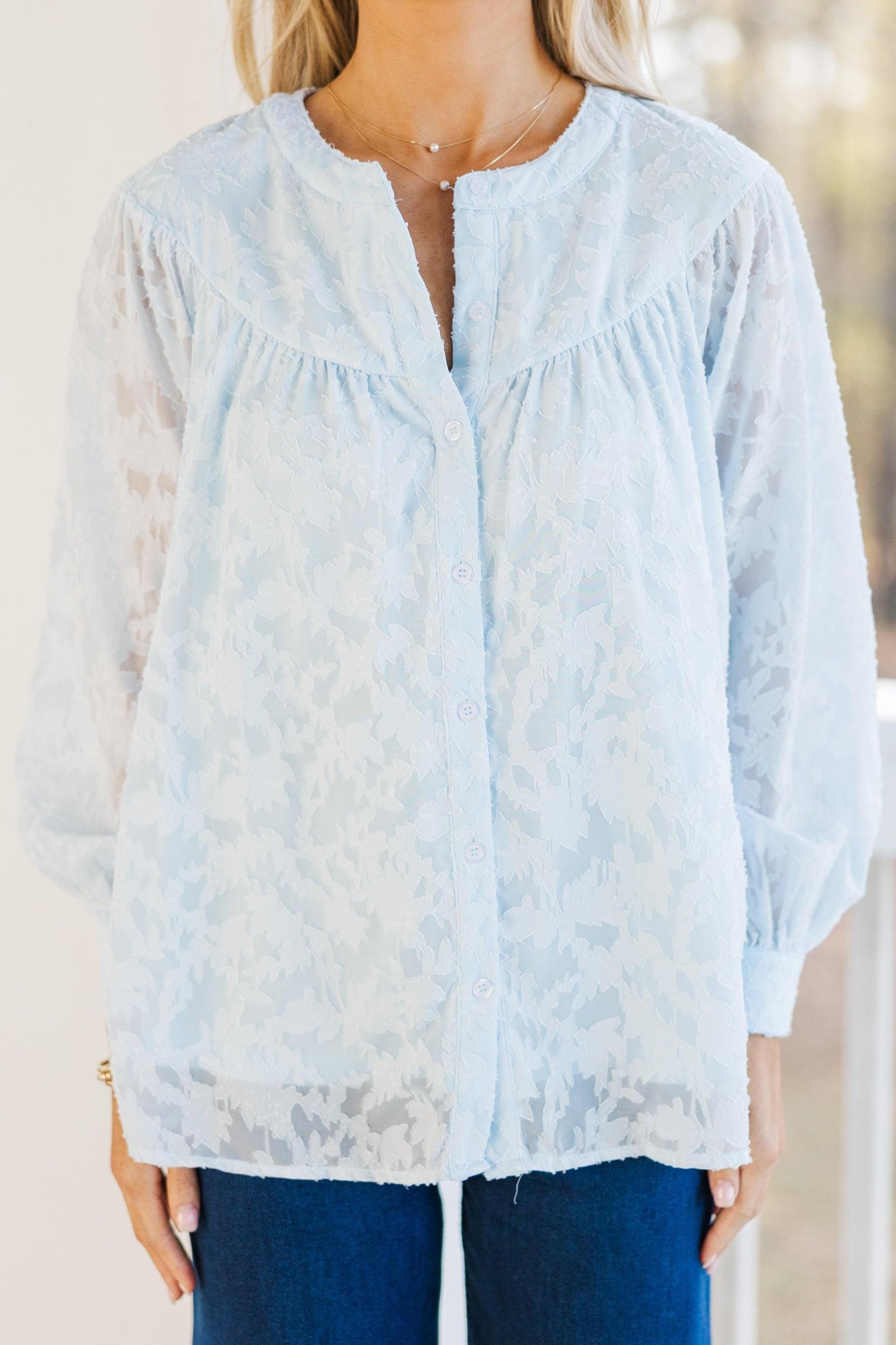Can't Stop Dreaming Light Blue Lace Tunic Female Product Image
