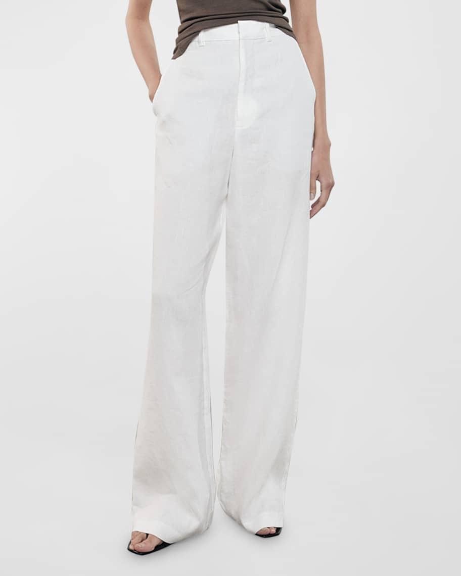Plain Cotton Linen Fashion Straight Trousers main image 1