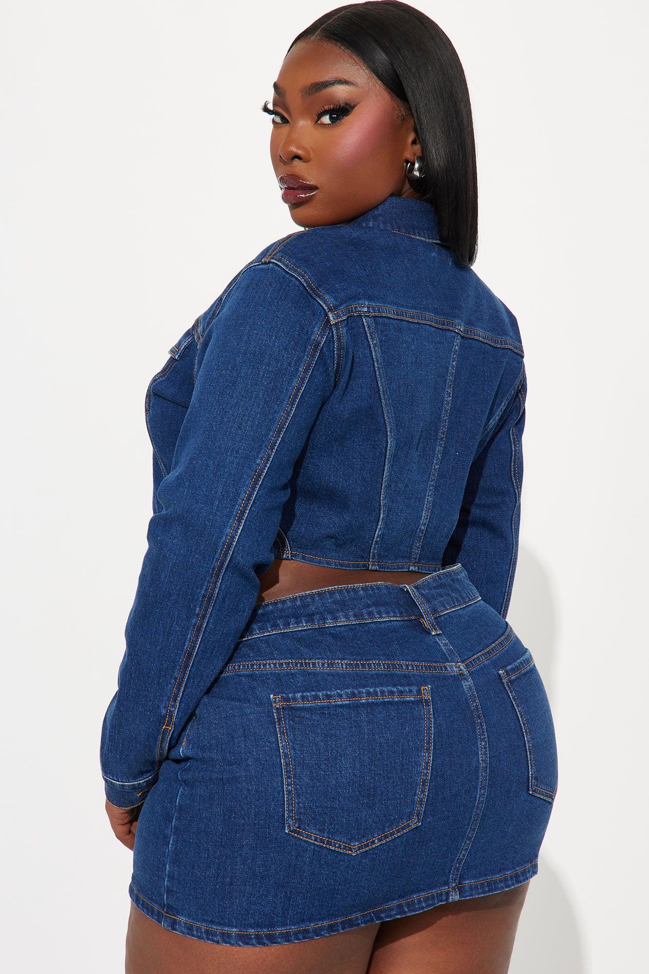 Break Free Denim Skirt Set - Dark Wash Product Image