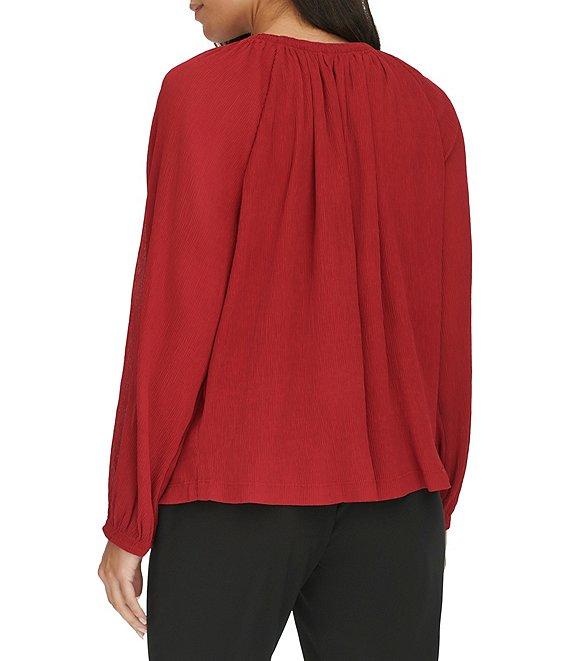 Calvin Klein Crew Neck Long Sleeves Pleated Top Product Image