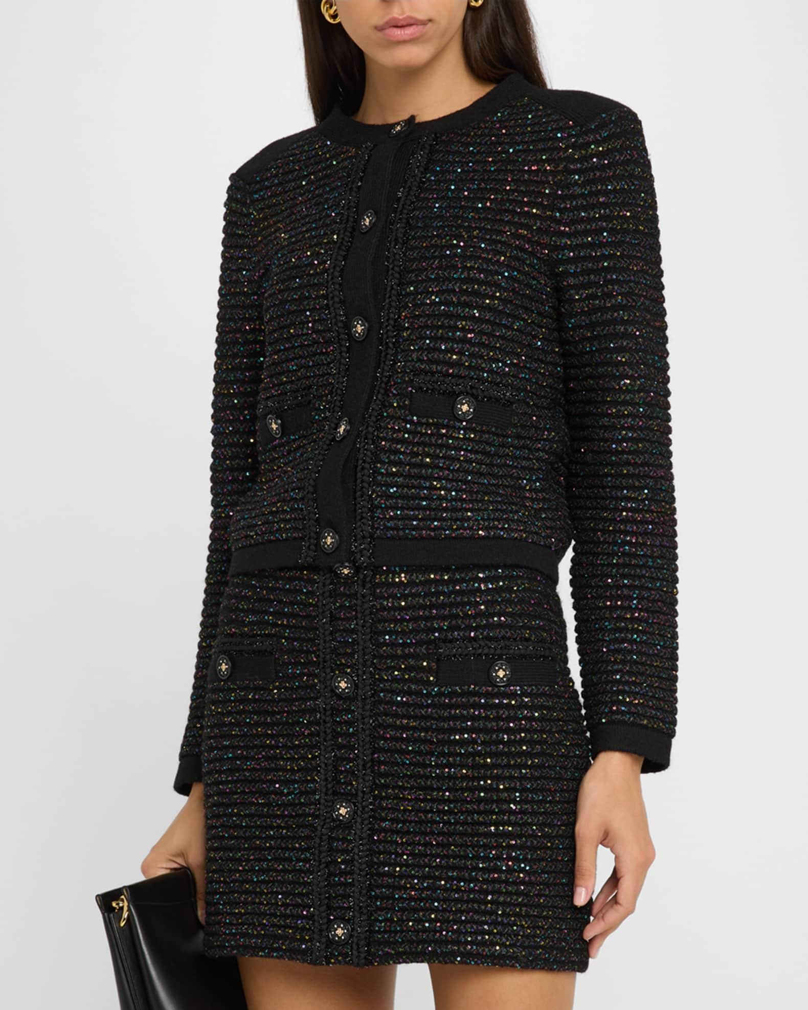 Sequin Textured-Knit Cardigan Jacket Product Image
