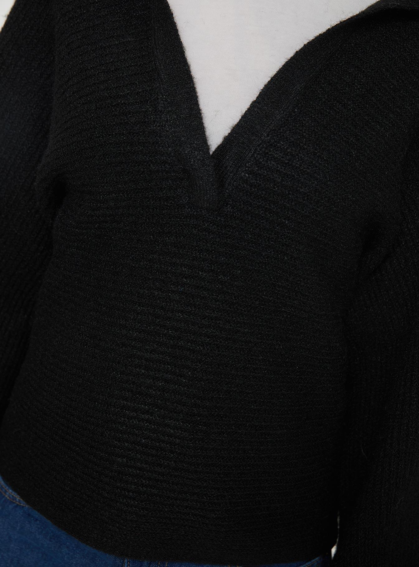 Bella Notched Neck Sweater Black Product Image