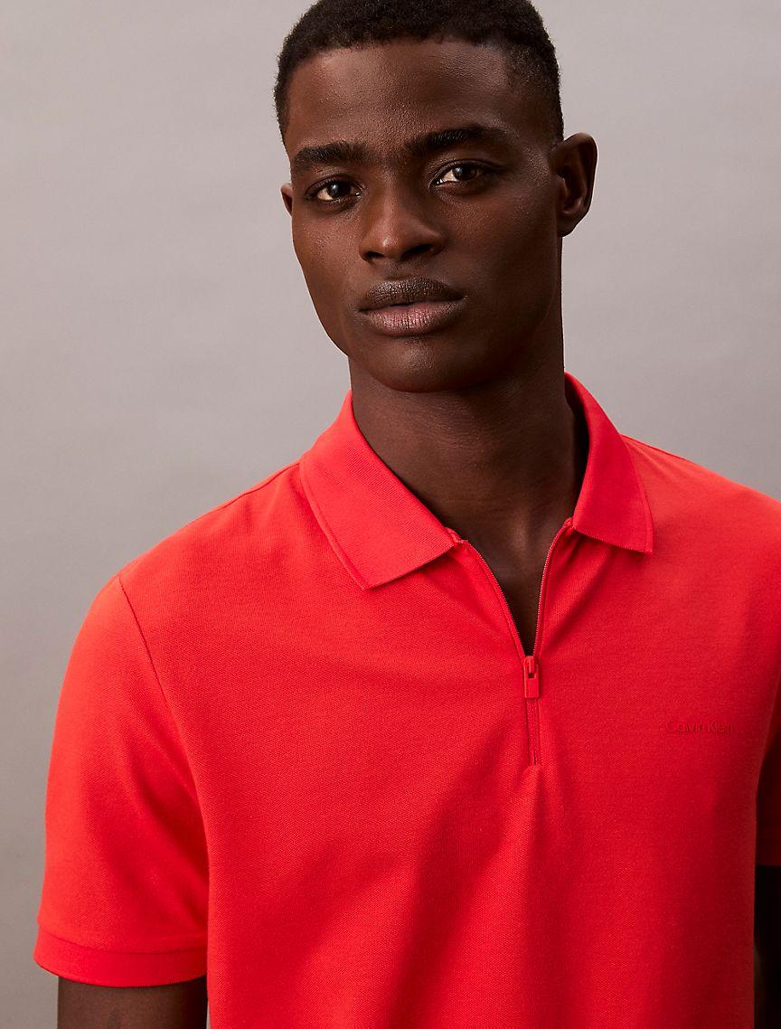 Tech Pique Zip Polo Shirt Product Image