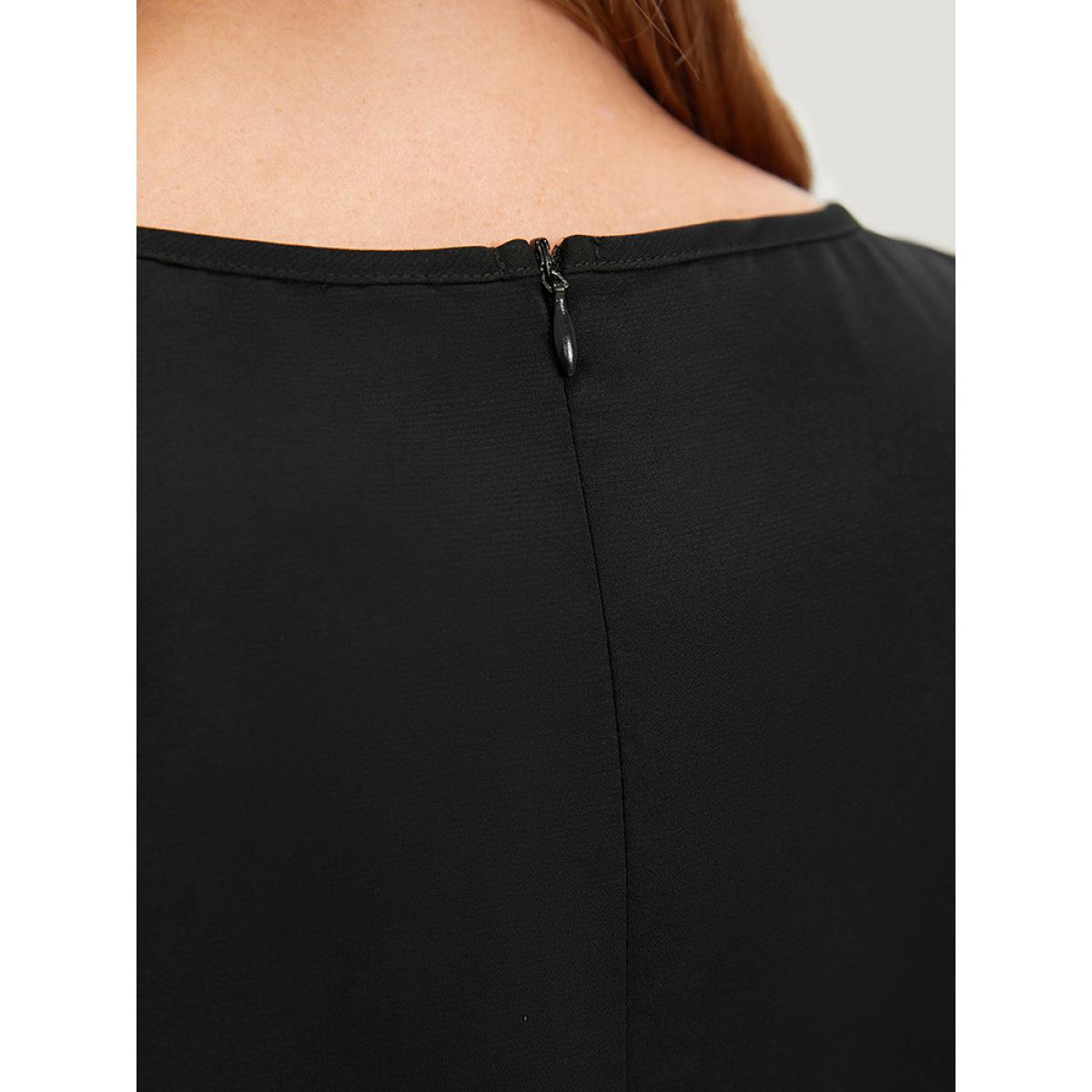 Plus Size Black Solid Lace Mesh Pocket Sleeveless Jumpsuit Women Elegant Sleeveless Round Neck Dailywear Loose Jumpsuits BloomChic 12/L Product Image