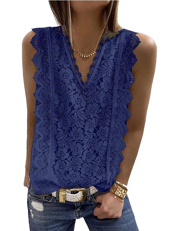 Original Lace Solid Color Loose Vest Top Product Image