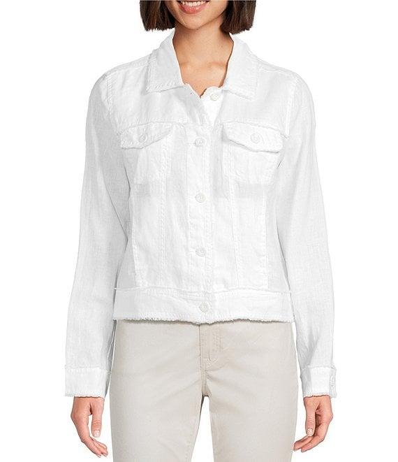 Tommy Bahama Two Palm Raw Edge Point Collar Long Sleeve Button Front Jacket Product Image
