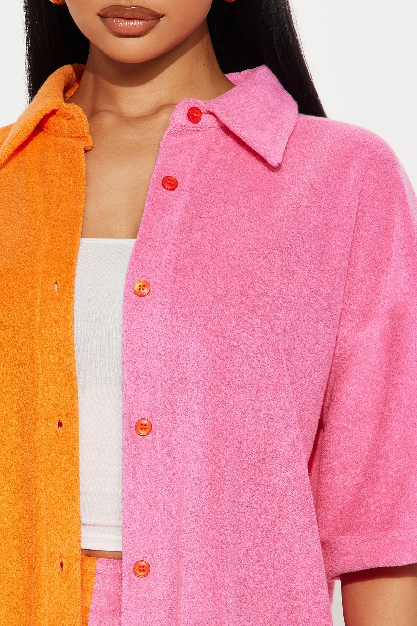 Split Ways Colorblock Short Set - Pink/combo Product Image