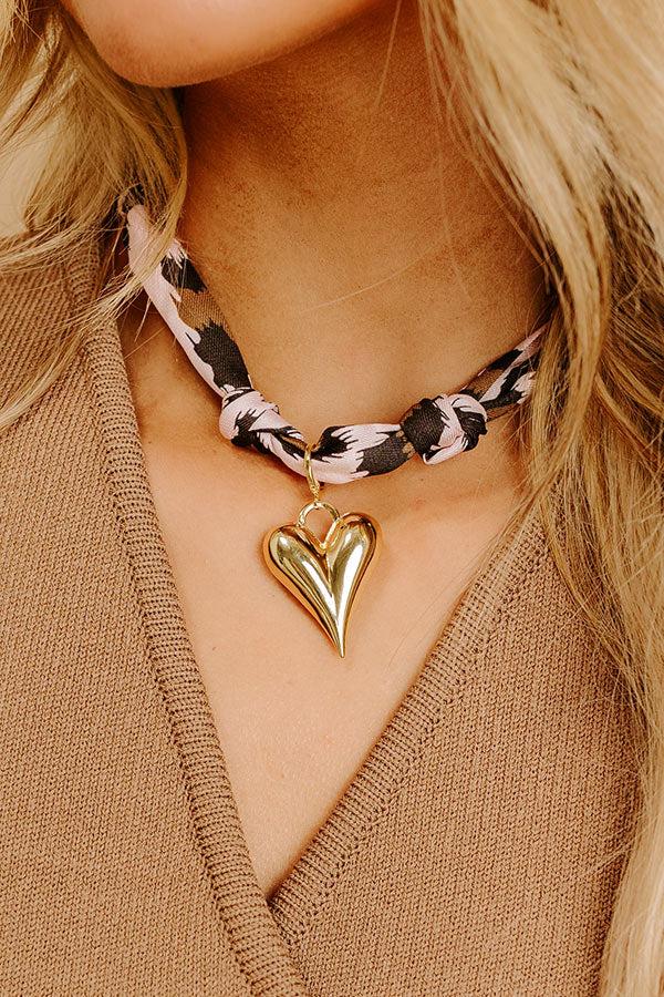 Happy Heart Leopard Scarf Necklace Product Image