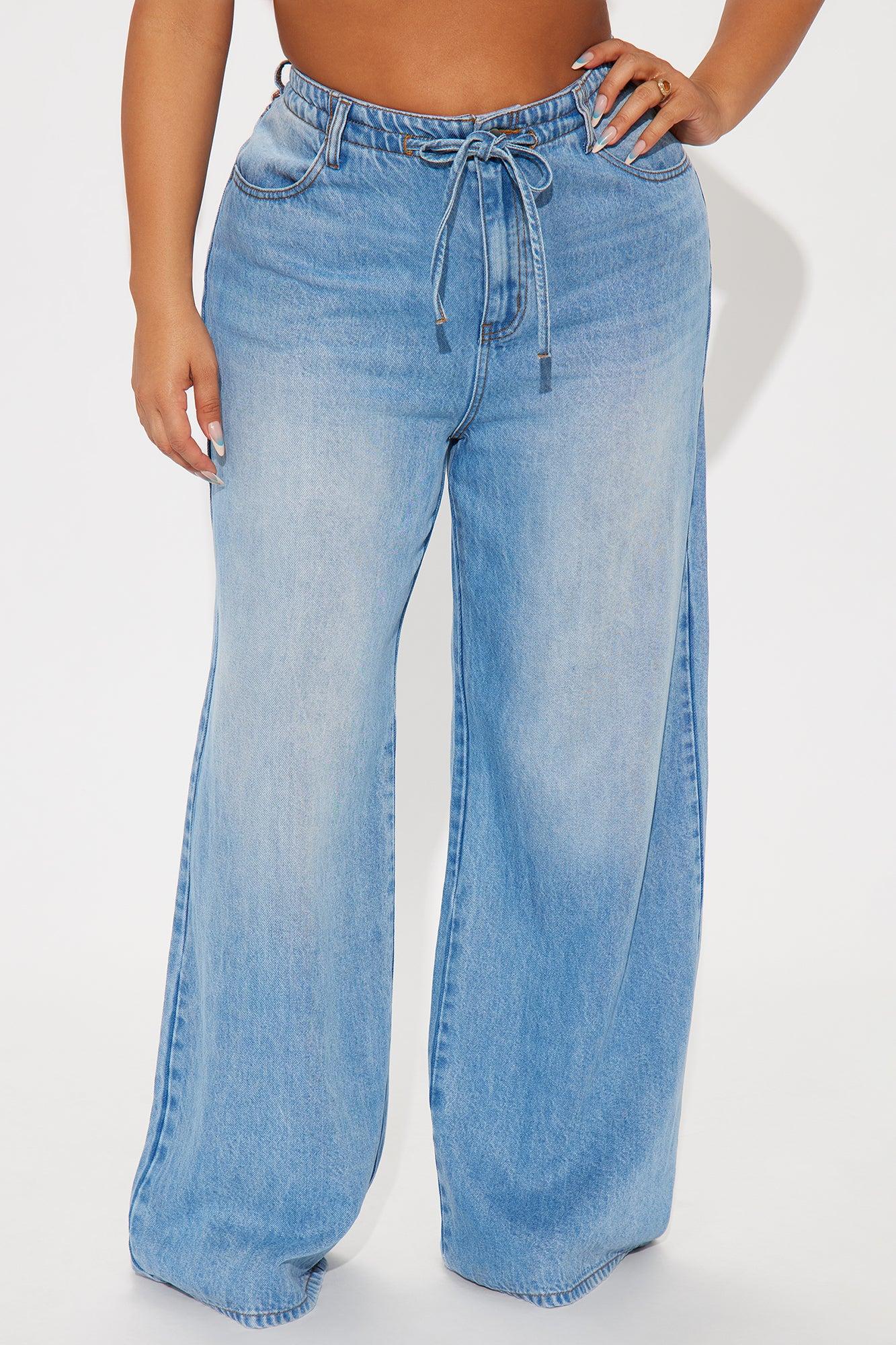 Beachfront Drapey Wide Leg Jeans - Vintage Wash Female Product Image