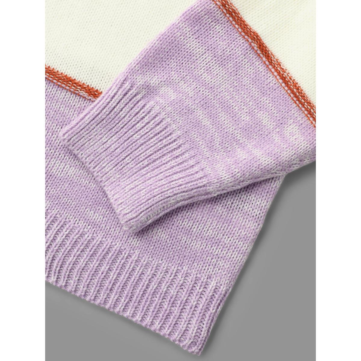 Plus Size Color Block Textured Open-Front Cardigan Deeppurple Women Casual Loose Long Sleeve Everyday Cardigans BloomChic 14-16/1X Product Image