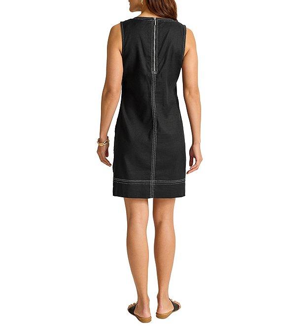 Tommy Bahama Palm-A-Dora Linen Blend Twill Split Neck Sheath Dress Product Image