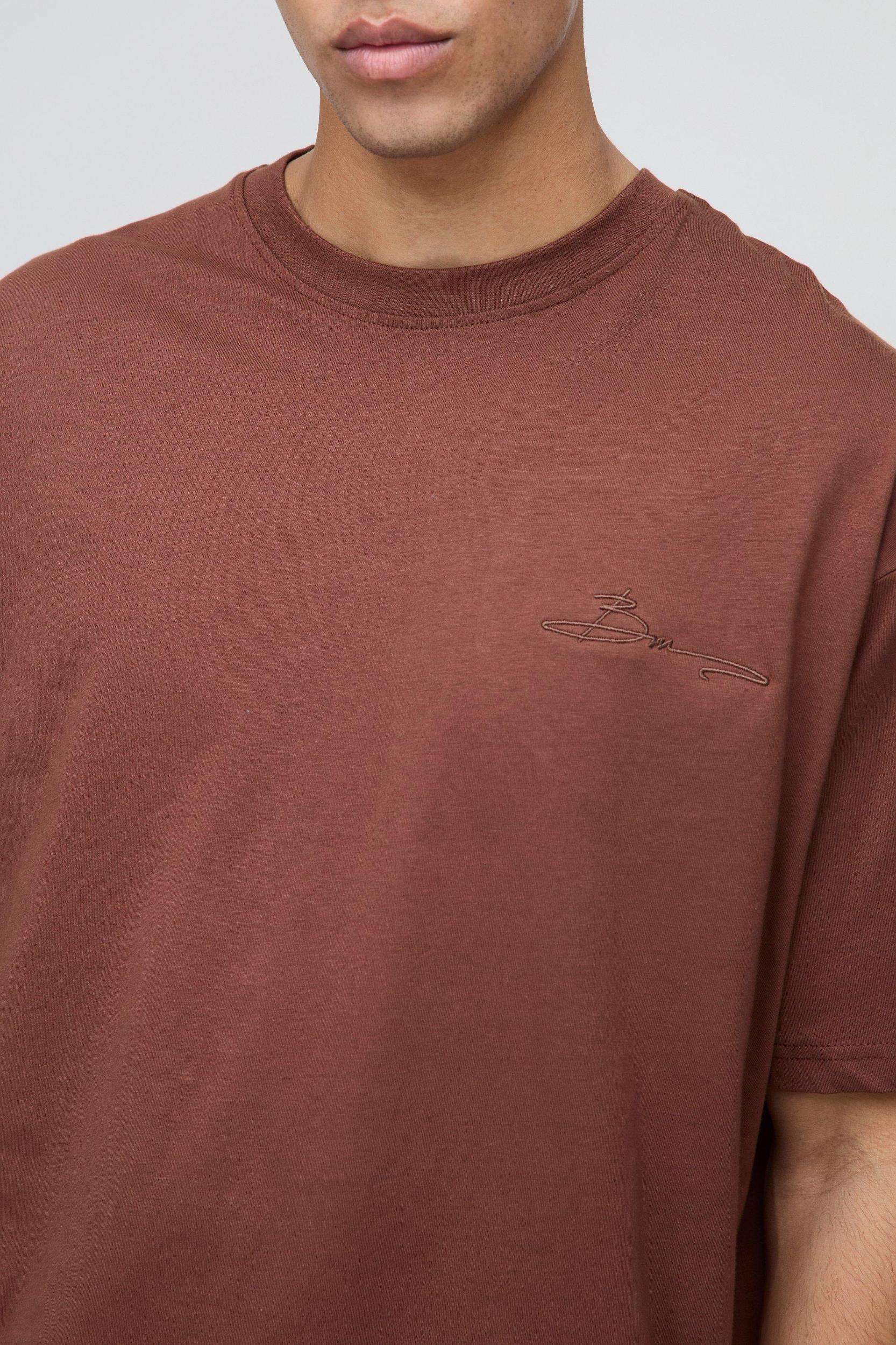 Oversized Boxy BM Signature Embroidered T-shirt | boohooMAN USA Product Image