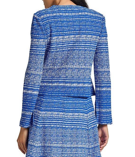 MISOOK Tweed Knit Round Neck Long Sleeve Button Front Jacket Product Image