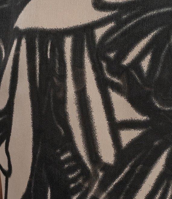 DKNY By Donna Karan Printed Twill Crew Neck Short Sleeve Top Product Image