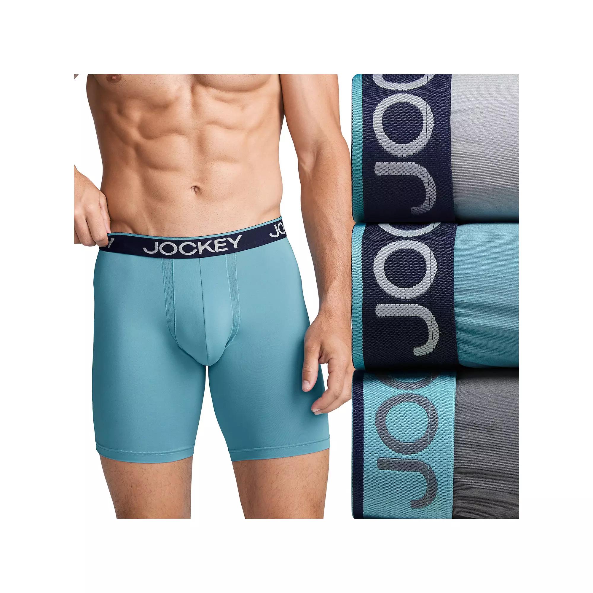 Men's Jockey 3-Pack Chafe-Proof Pouch Microfiber 8.5" Long Leg Boxer Briefs,  Product Image