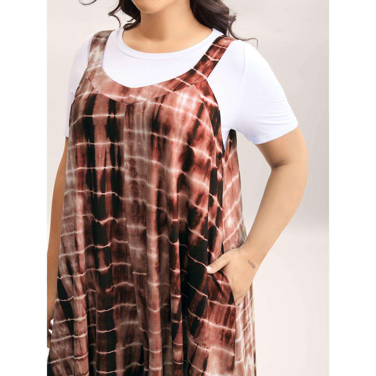 Plus Size DustyPink Supersoft Tie-Dye Backless Jumpsuit Women Leisure Sleeveless Round Neck Casual Loose Jumpsuits BloomChic 14-16/1X Product Image