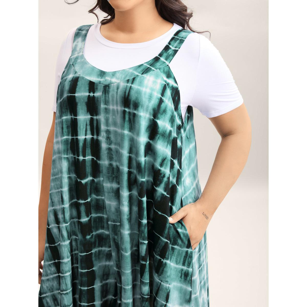 Plus Size Malachitegreen Supersoft Tie-Dye Backless Jumpsuit Women Leisure Sleeveless Round Neck Casual Loose Jumpsuits BloomChic 26/4X Product Image