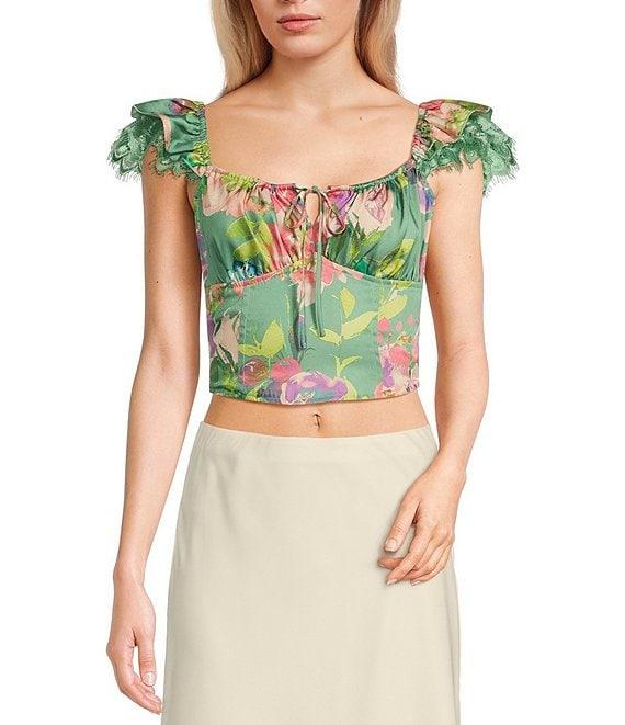 Evolutionary Floral Print Square Neck Top Product Image