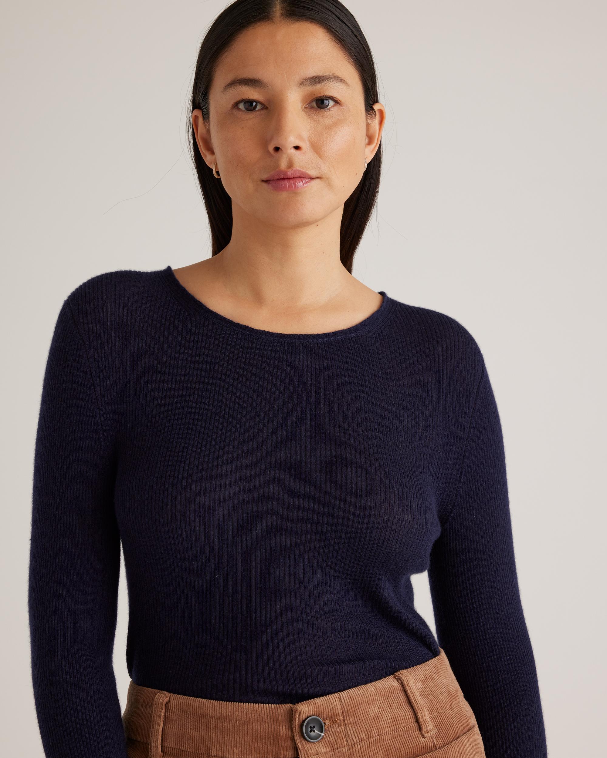 Quince | Women's Featherweight Cashmere Ribbed Crewneck Sweater Size XS Product Image