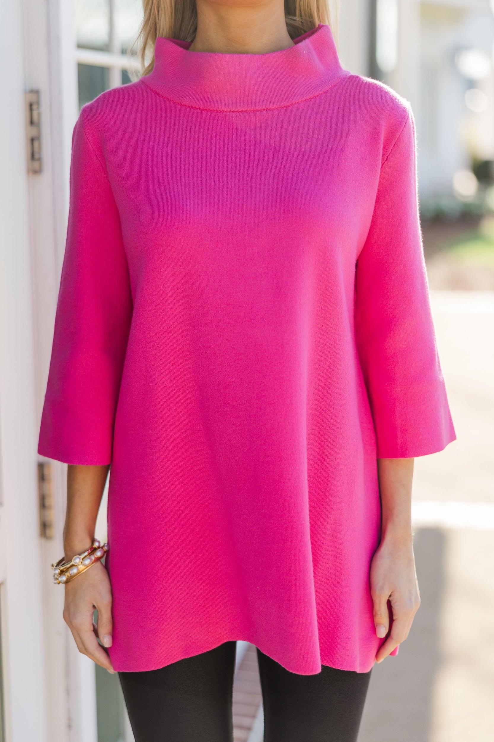 With Ease Fuchsia Pink Mock Neck Sweater Tunic Female Product Image