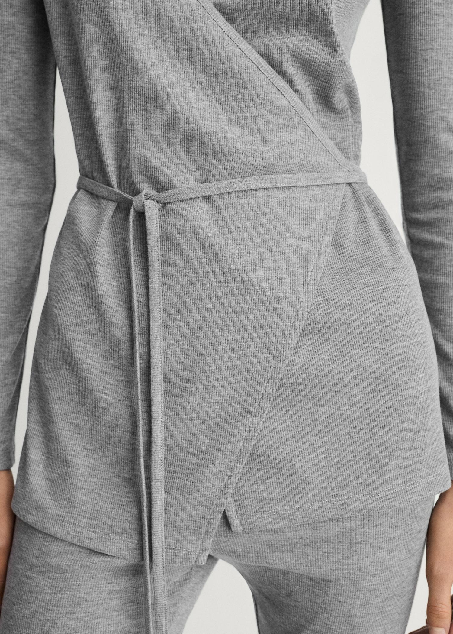 Rib-knit cardigan with tie - Women | MANGO USA Product Image