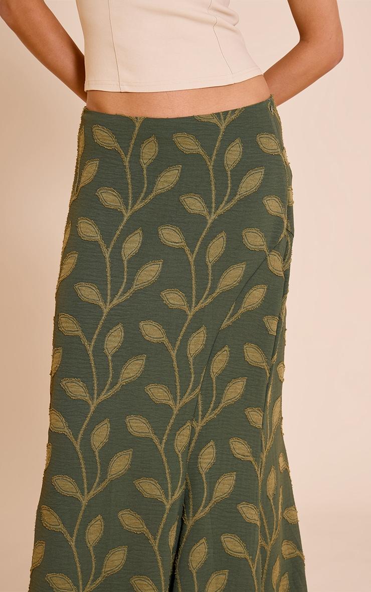 Khaki Textured Woven Floaty Maxi Skirt Product Image