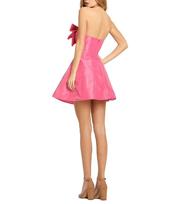 Mac Duggal Strapless Oversized Bow Fit and Flare Mini Dress Product Image