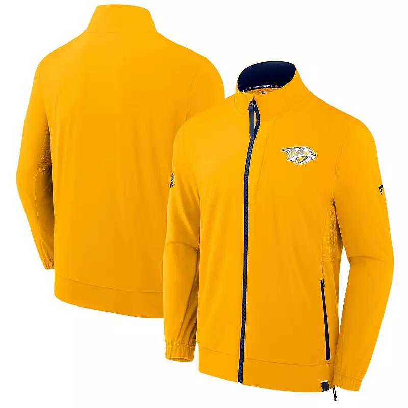 Men's Fanatics Gold Nashville Predators Authentic Pro Rink Coaches Full-Zip Jacket,  Product Image