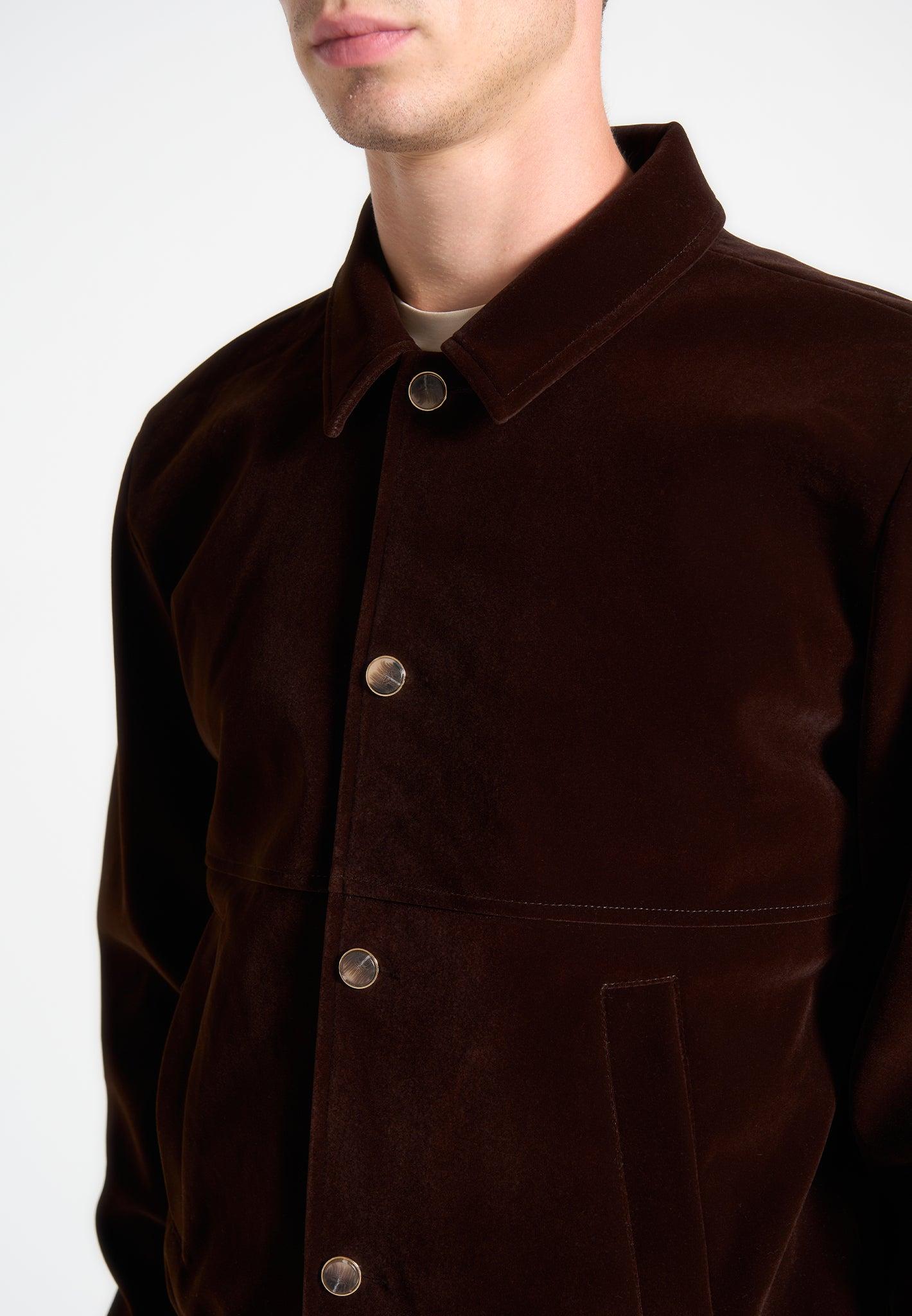 Velvet Trucker Jacket - Brown Male Product Image