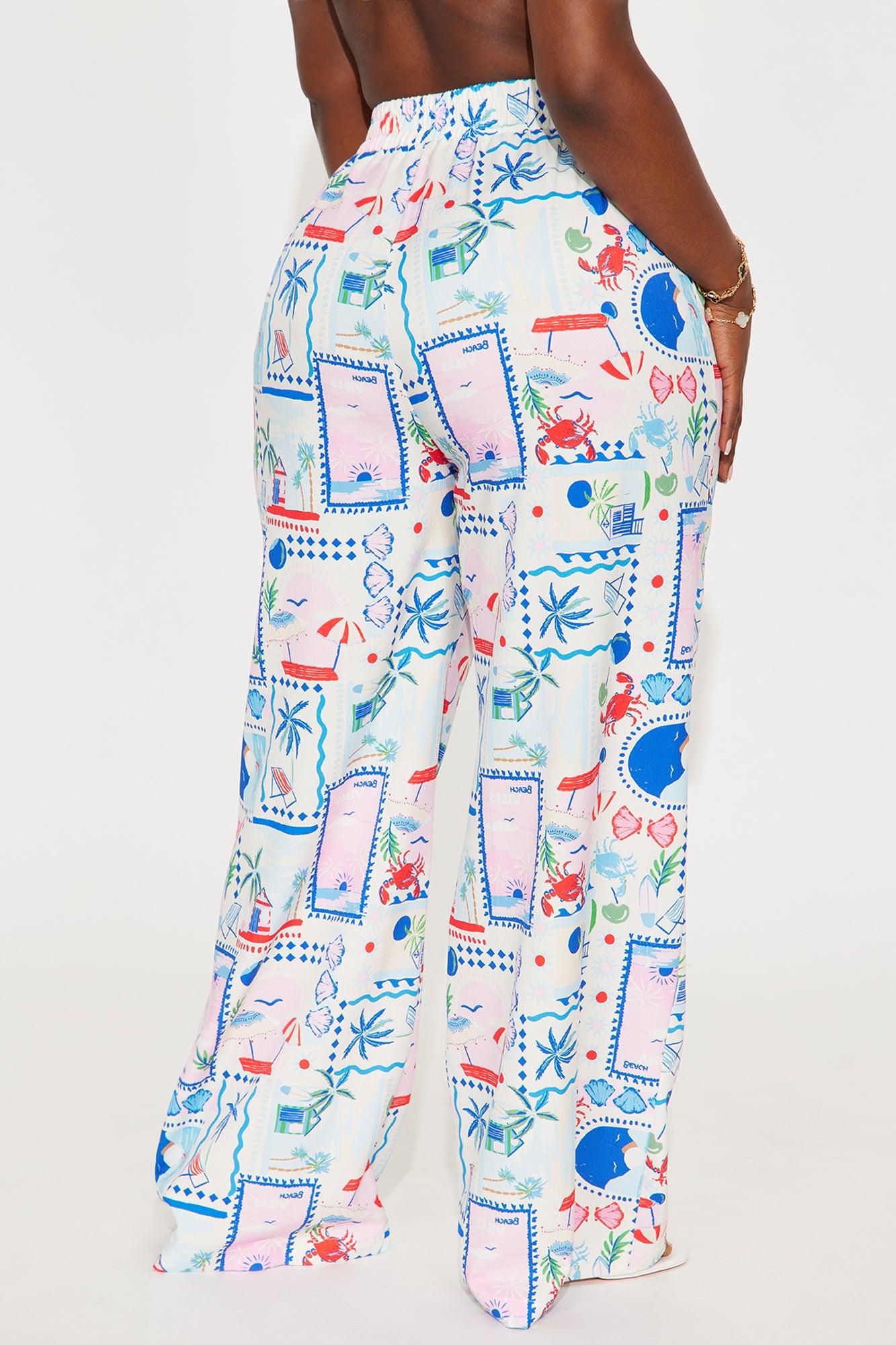 Only Beach Vibes Wide Leg Airflow Pant - White/combo Female Product Image