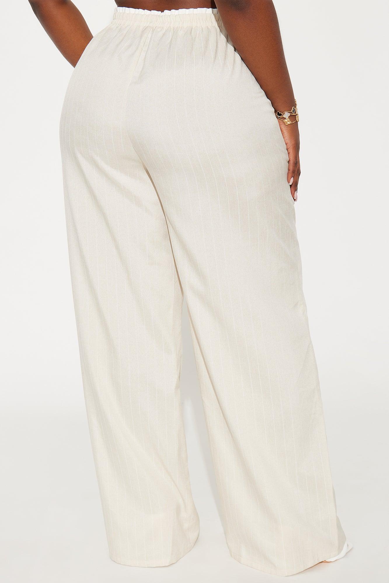 Nolan Pinstripe Double Waistband Pant - Tan Product Image